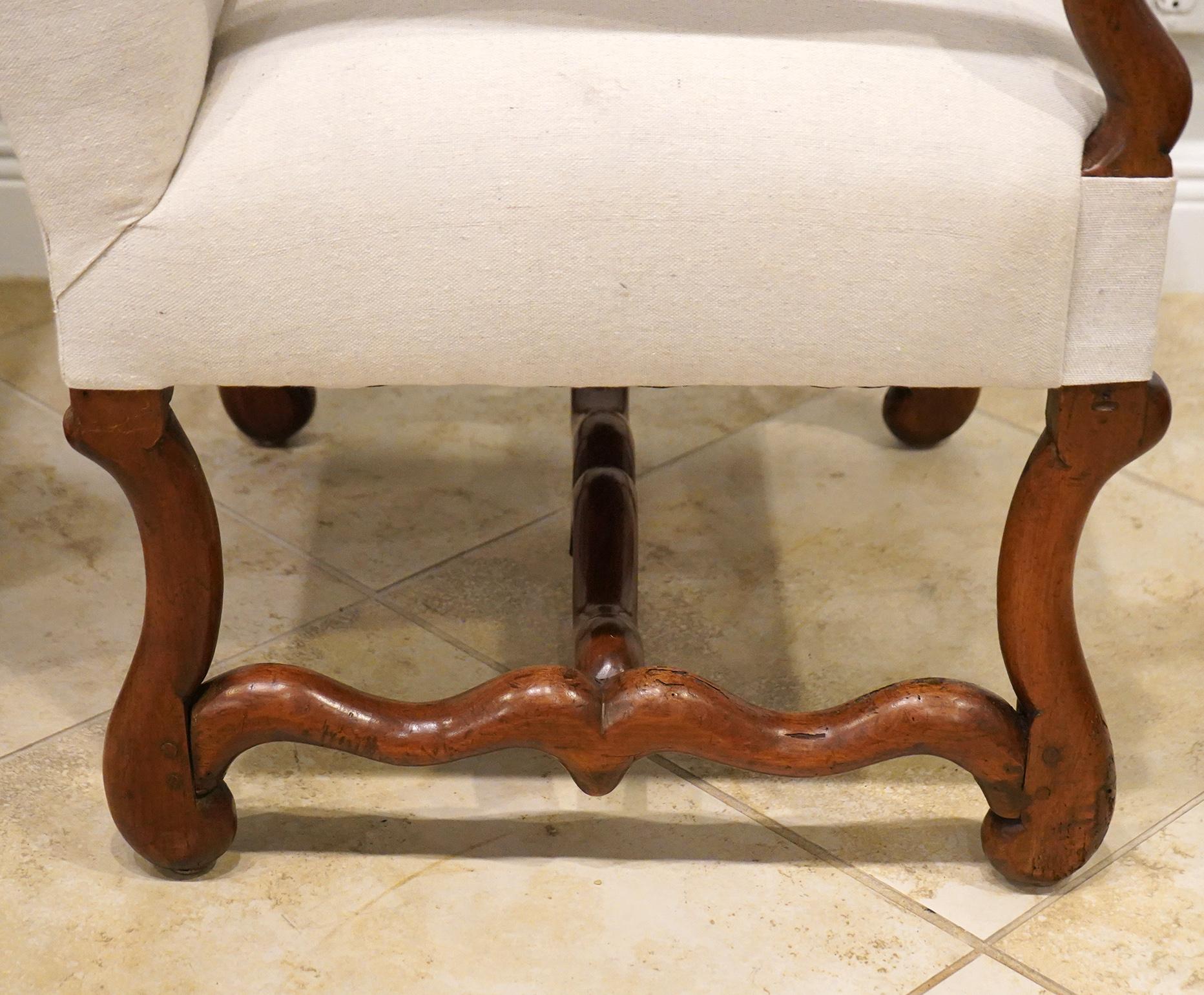 Pair of Early 19th C. French Provincial  Baroque Style Upholstered Armchairs 2