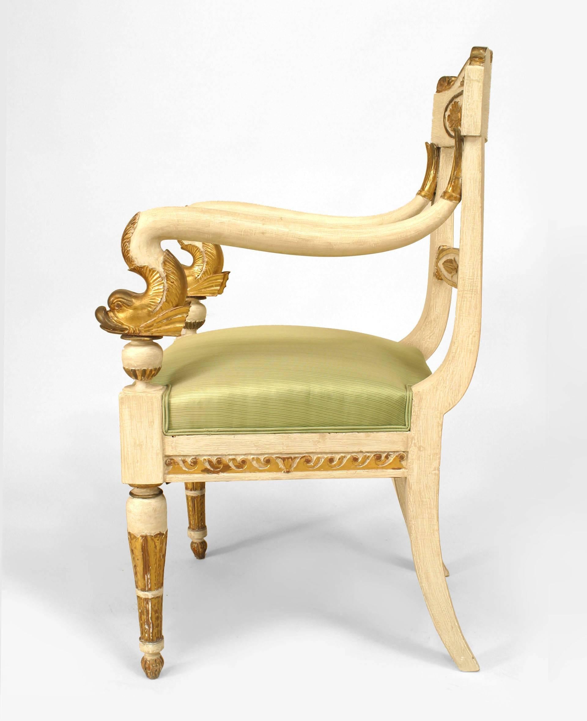 Pair of Early 19th c. Gilt Carved Italian Neoclassic Chairs In Good Condition In New York, NY