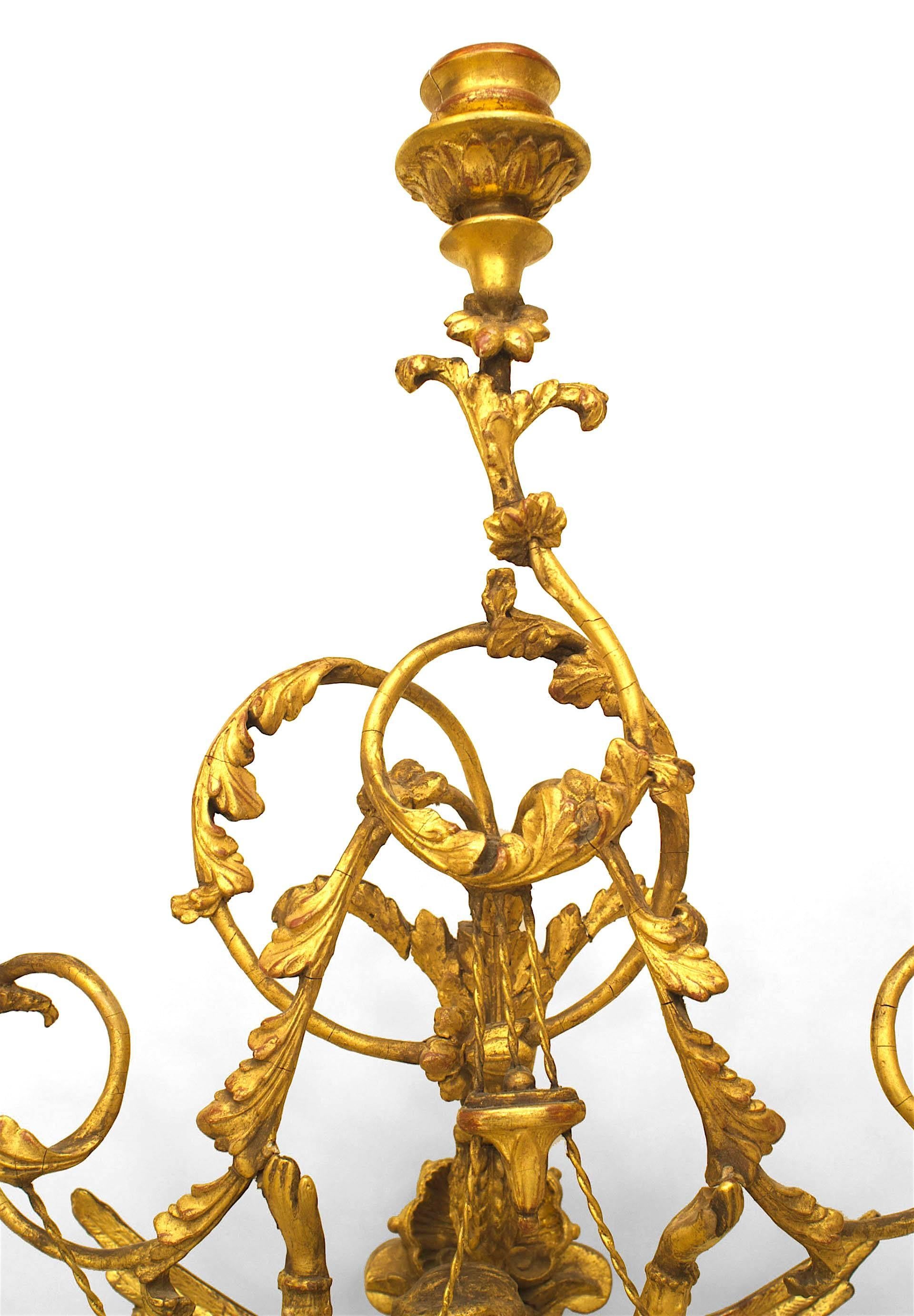 Neoclassical Pair of Italian Neoclassic Empire Gilt Wood Wall Sconces For Sale