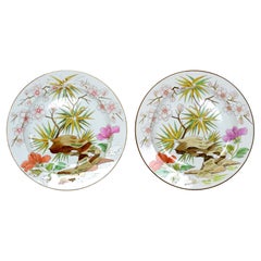 Pair of Early 19th c Wedgwood Pearlware Prunus Pattern 8" Plates