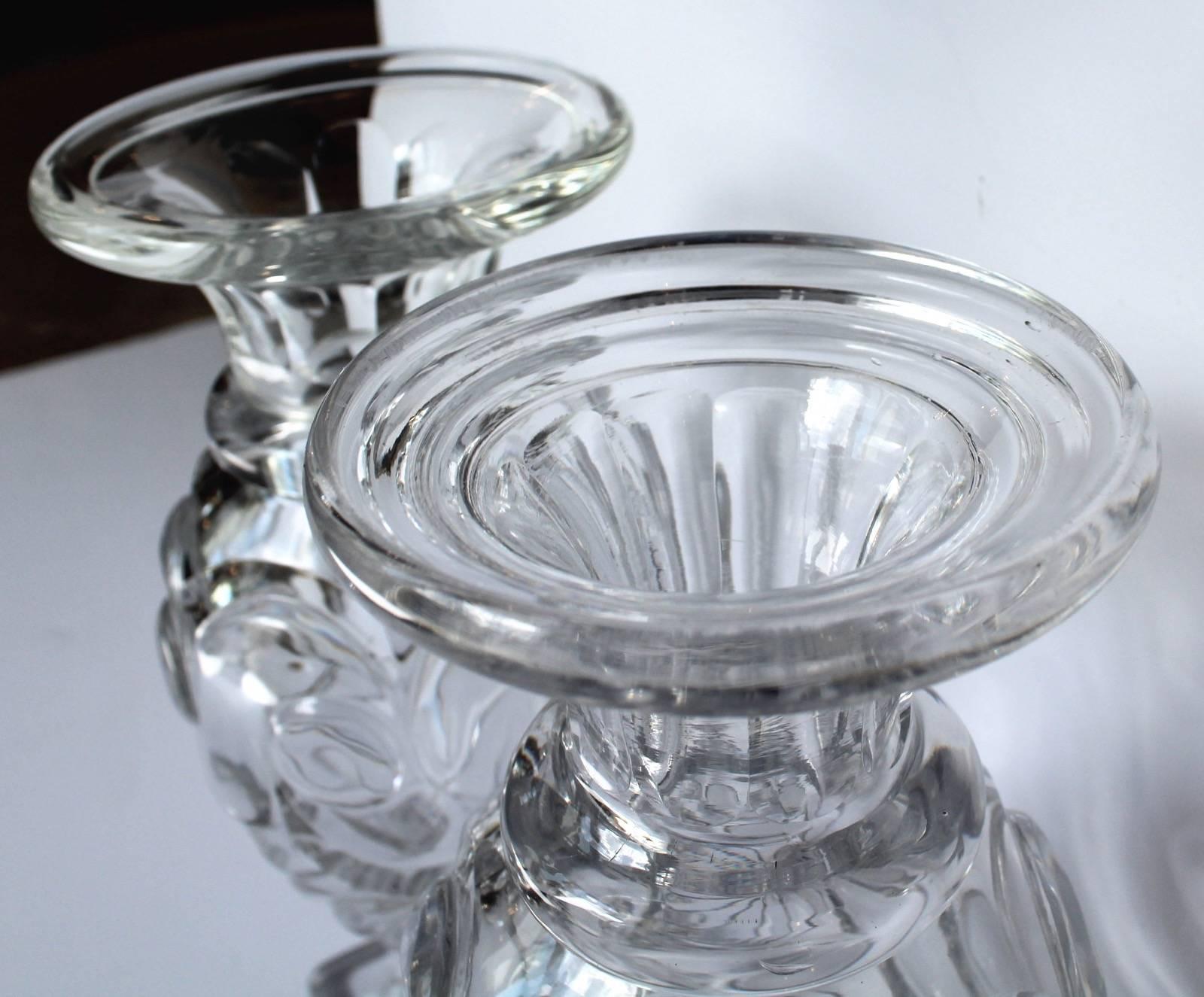 French Pair of Early 19th Century Baccarat Handblown and Cut Crystal Vases