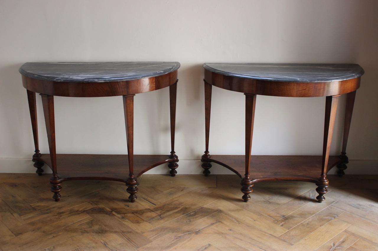 Pair of Early 19th Century Italian Console Tables in Walnut 3