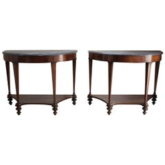Pair of Early 19th Century Italian Console Tables in Walnut