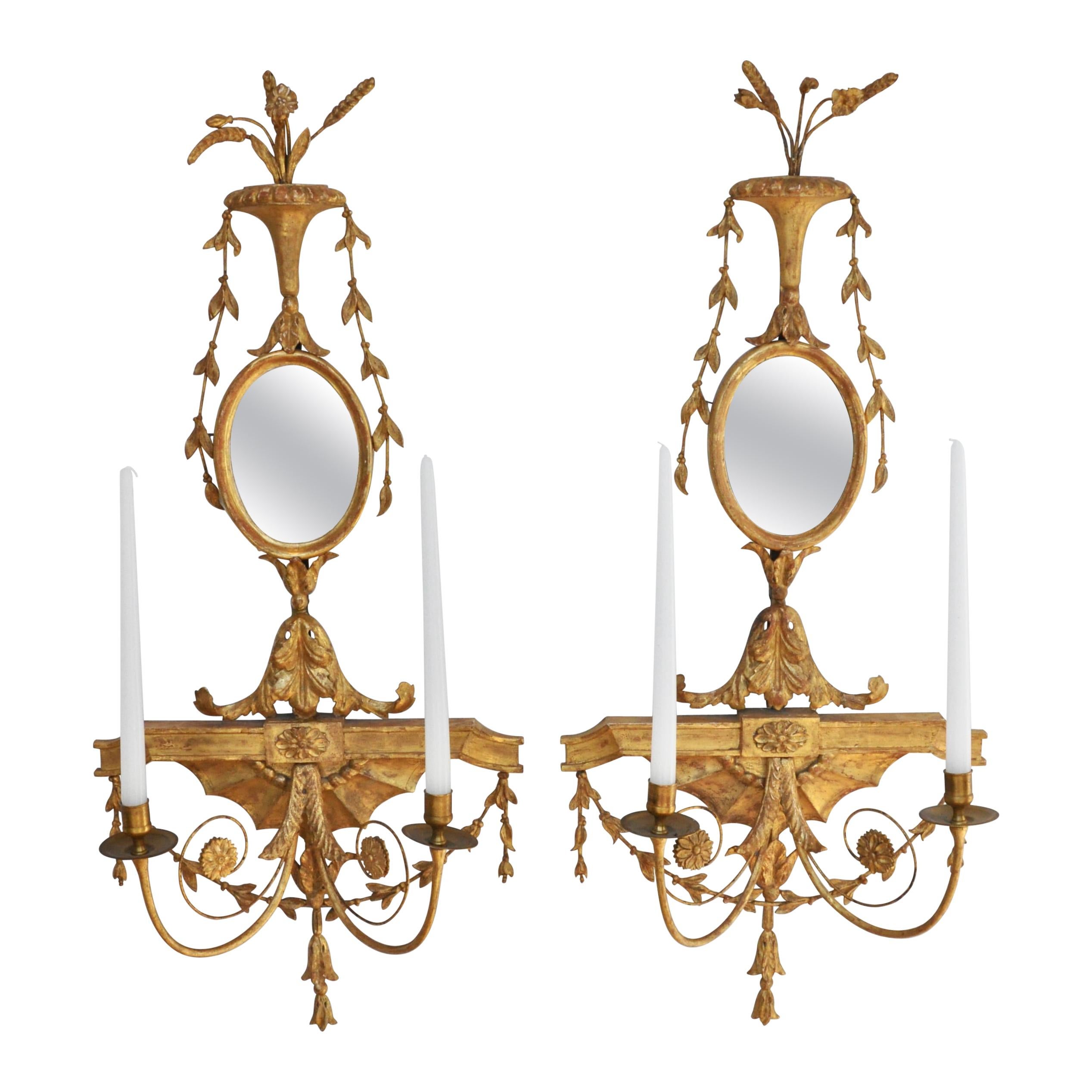 Pair of Early 19th Century Adam George III Giltwood Sconces