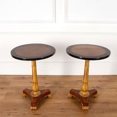 Pair of Early 19th Century Amboyna Ebony and Parcel Gilt Side Tables