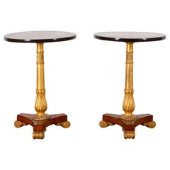 Antique Pair of Early 19th Century Amboyna Ebony and Parcel Gilt Side Tables