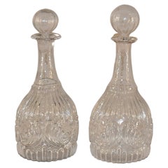Pair of Early 19th Century American Mold Blown Decanters
