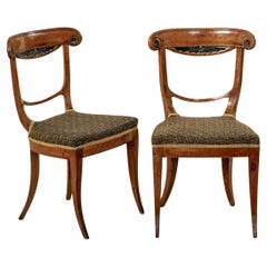 Pair of Early 19th Century Austrian Biedermeier Walnut Side Chairs