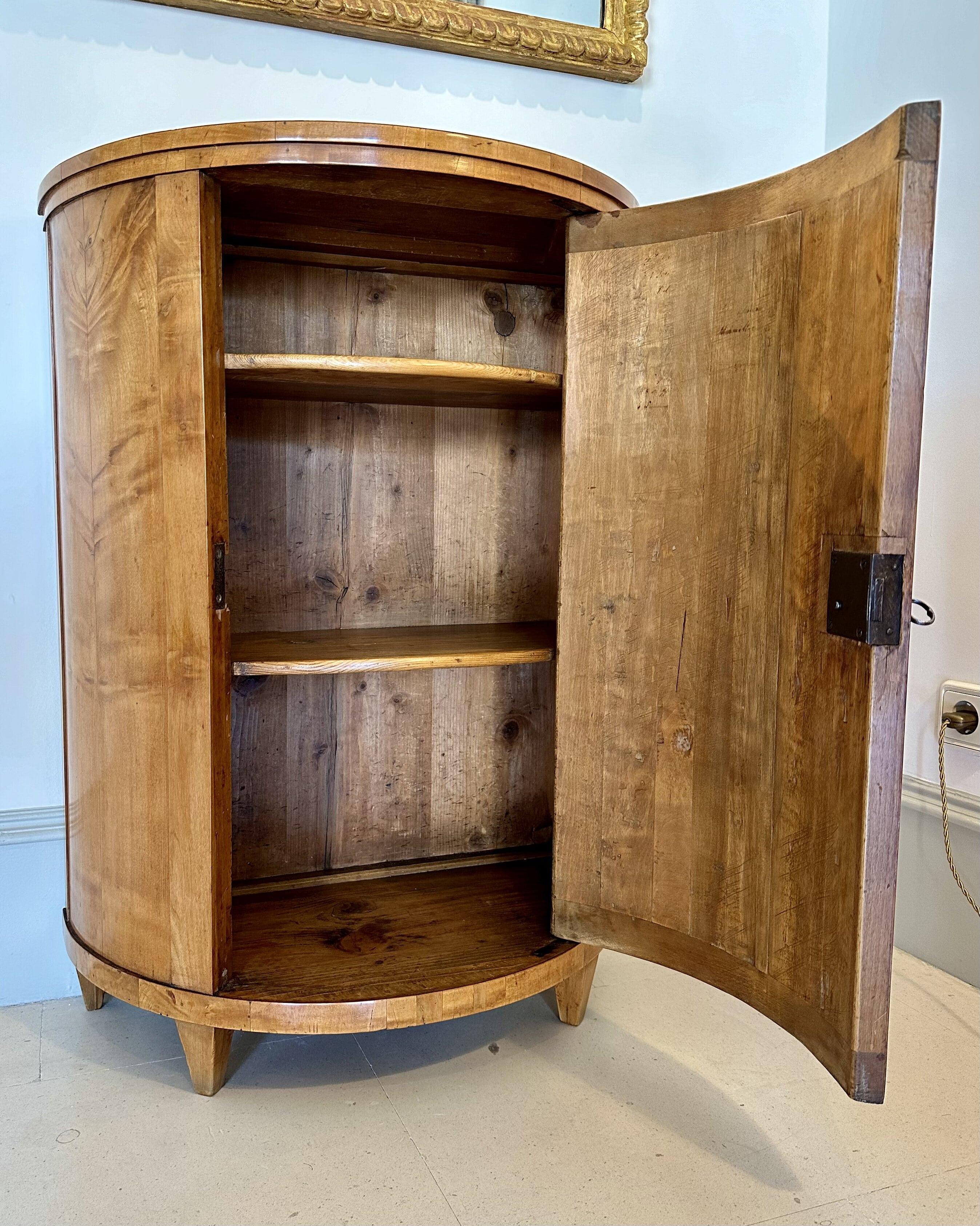Pair of early 19th Century Biedermeier Maple Demi-lune Side Cabinets. 2