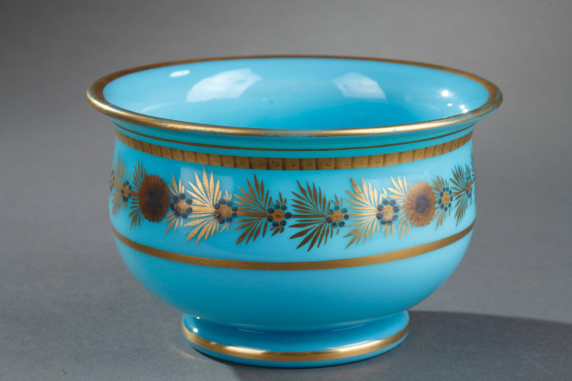 Charles X Pair of Early 19th Century Blue Opaline Bowls by Desvignes For Sale