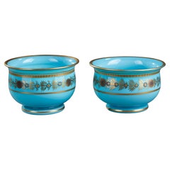 Pair of Early 19th Century Blue Opaline Bowls by Desvignes