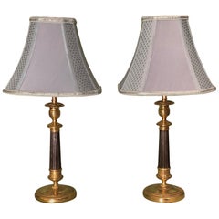 Pair of Early 19th Century Bronze and Ormolu Candlestick Lamps