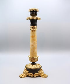 Pair of Early 19th Century Bronze and Ormolu Candlesticks
