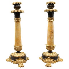 Pair of Early 19th Century Bronze and Ormolu Candlesticks