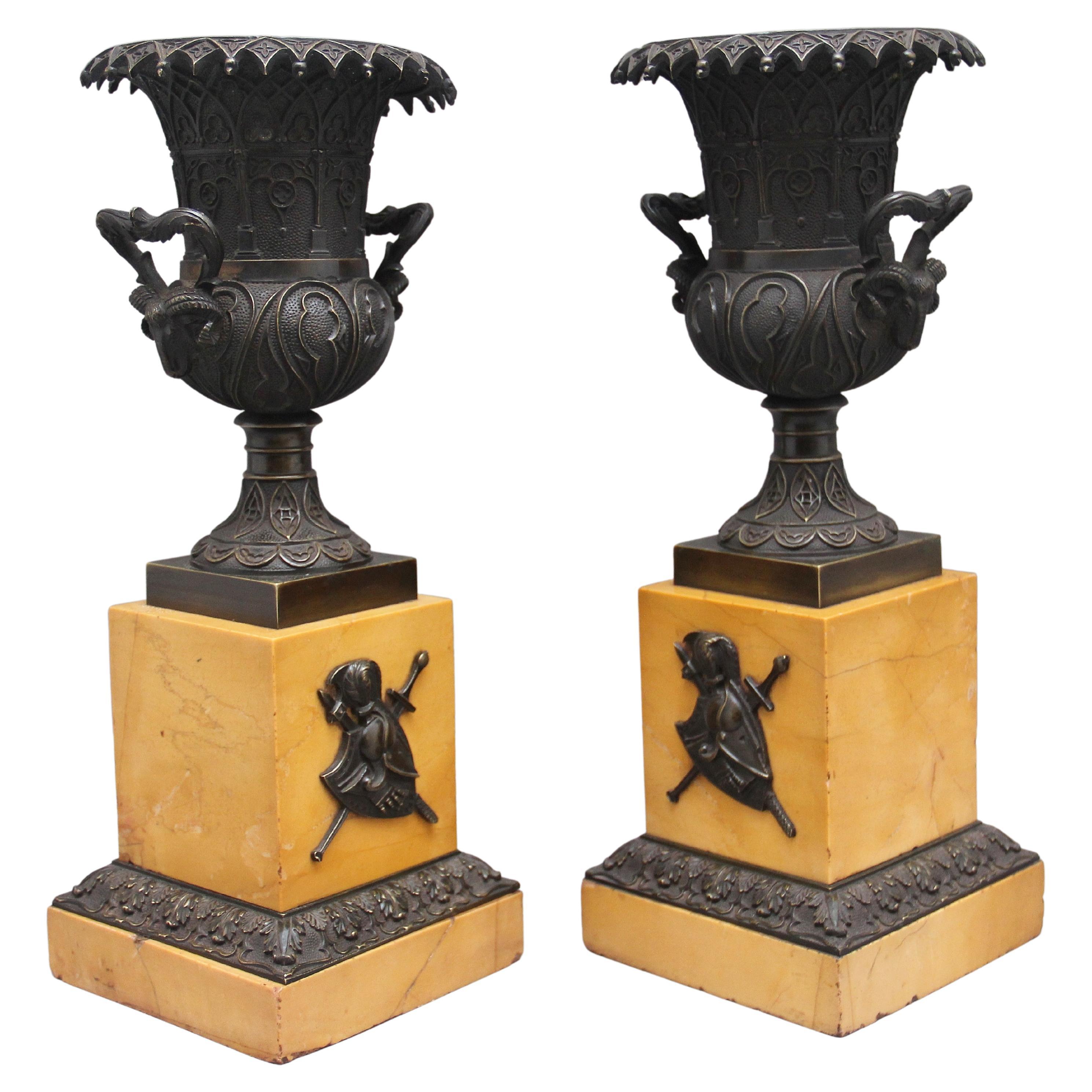 Pair of Early 19th Century Bronze Urns For Sale