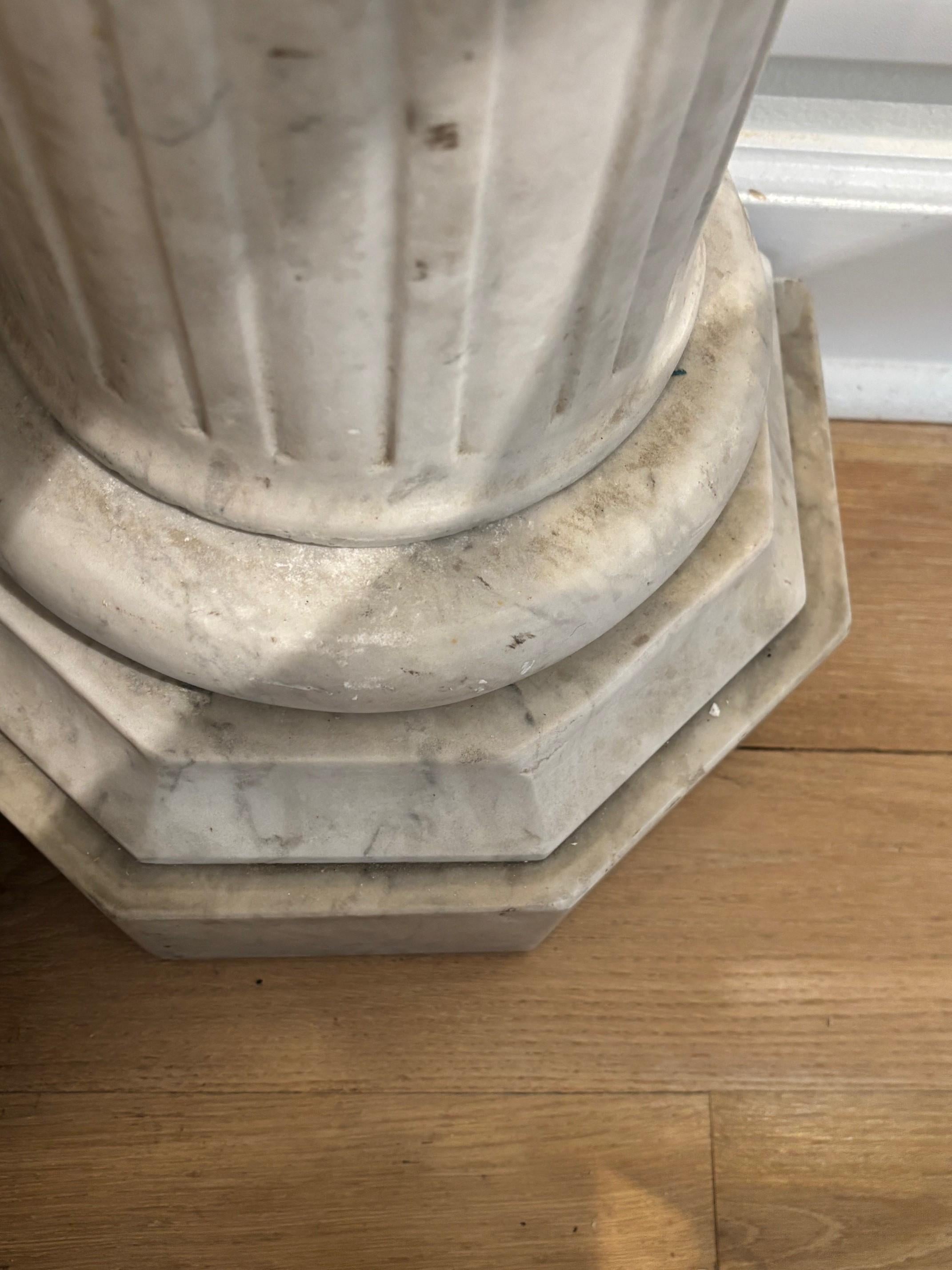 Pair of Early 19th Century Carved White Marble Columns For Sale 9