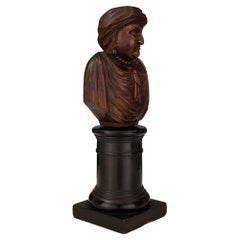 Pair of Early 19th Century Carved Walnut and Fruitwood Busts of Turkish Nobles
