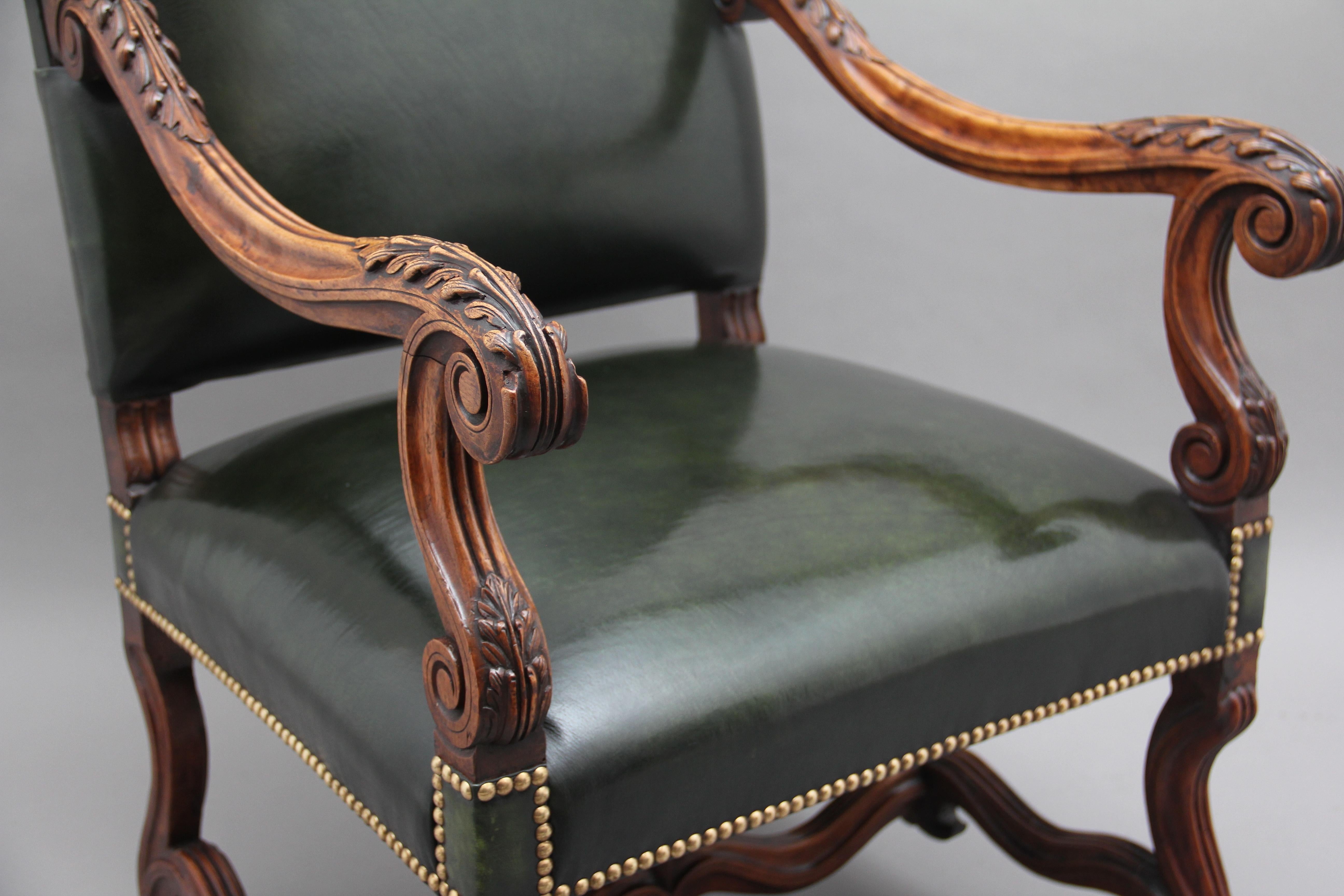 Pair of Early 19th Century Carved Walnut Armchairs 2