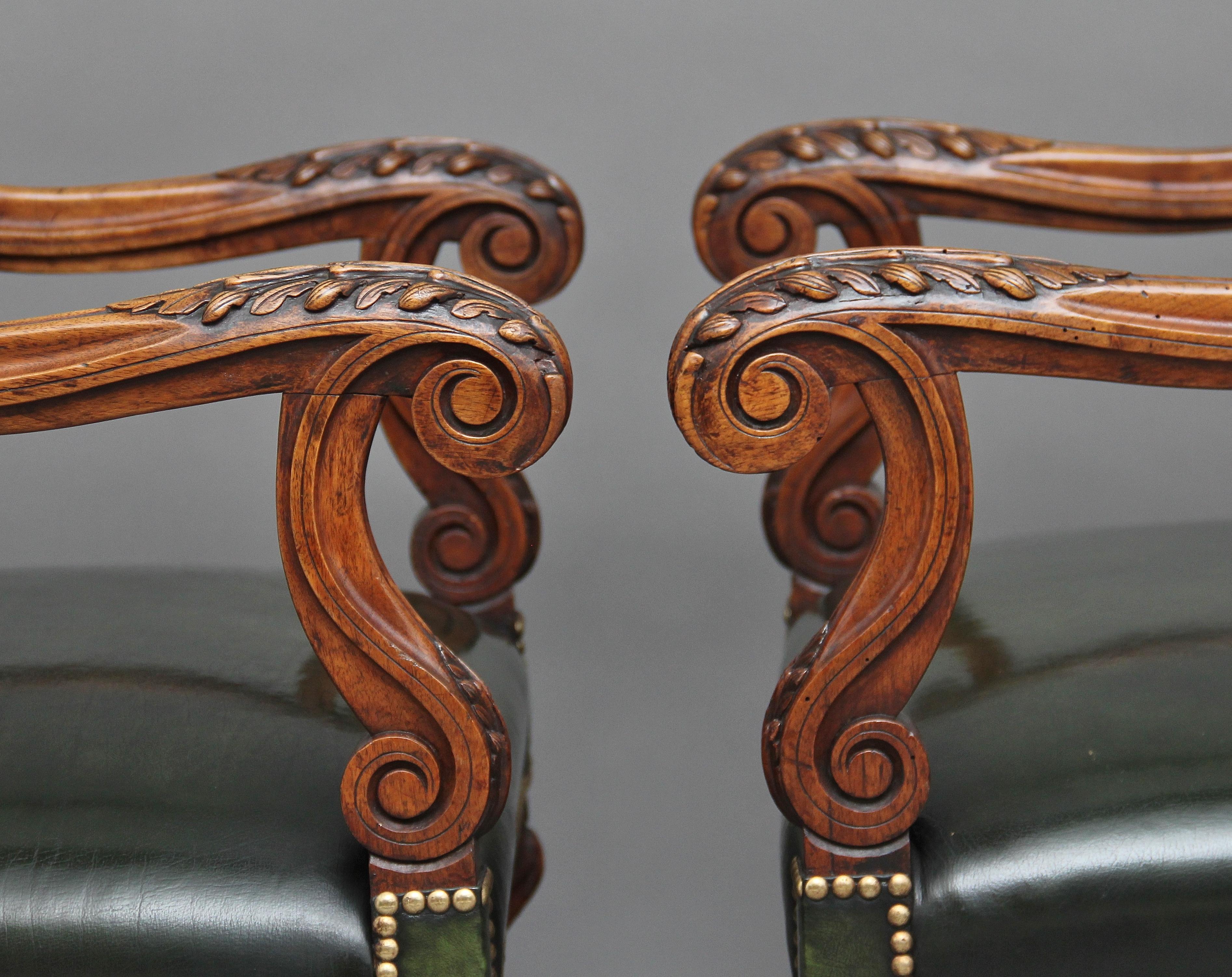 Pair of Early 19th Century Carved Walnut Armchairs 4