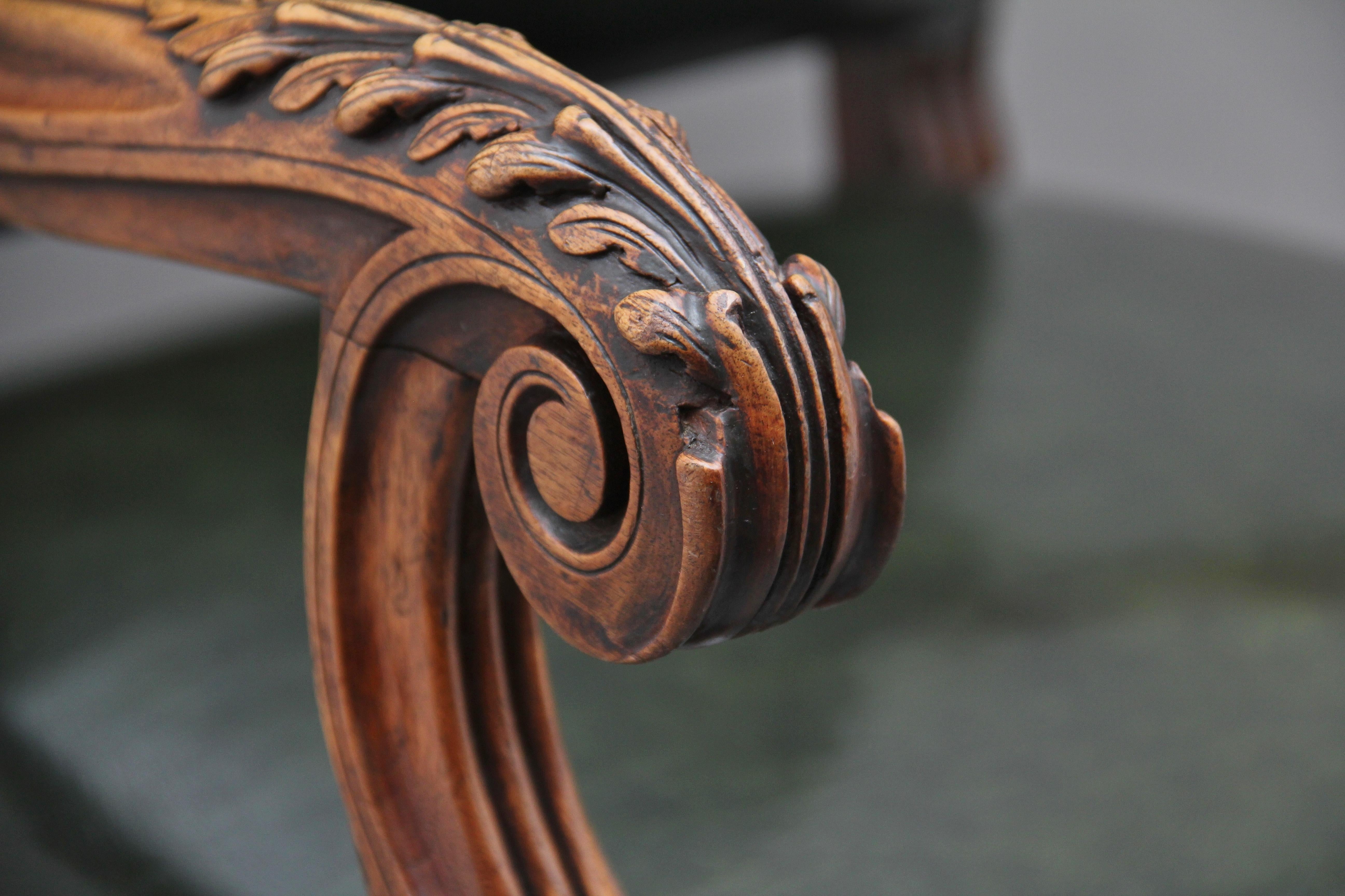 Pair of Early 19th Century Carved Walnut Armchairs 5