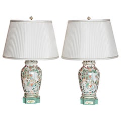 Pair of Early 19th Century Chinese Porcelain Lidded Jars as Lamps