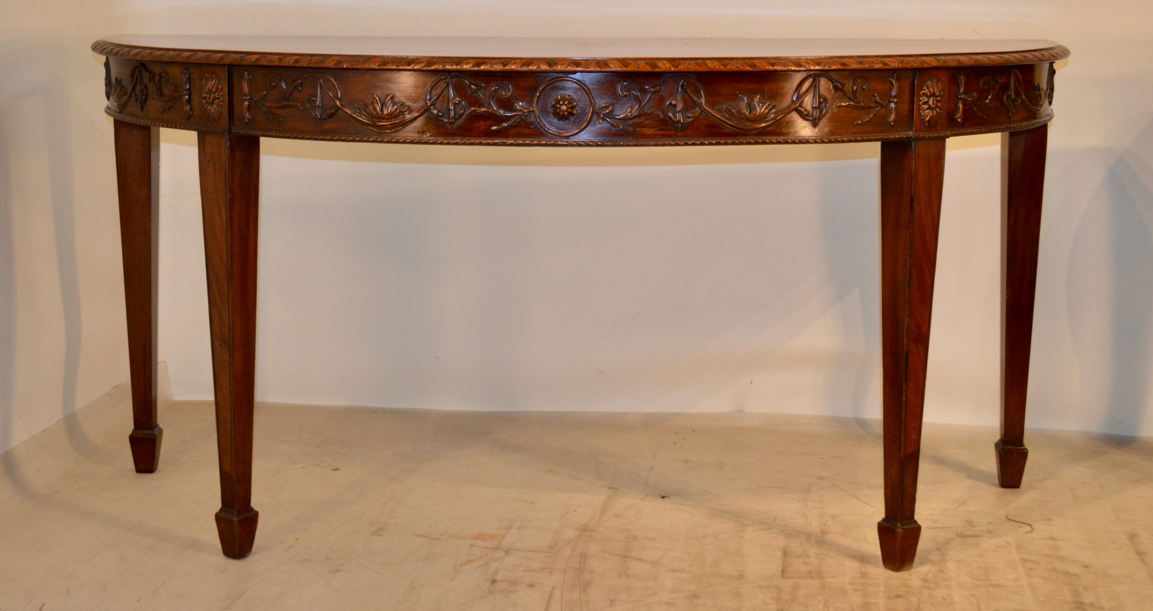 Georgian Pair of Early 19th Century Demilune Tables For Sale