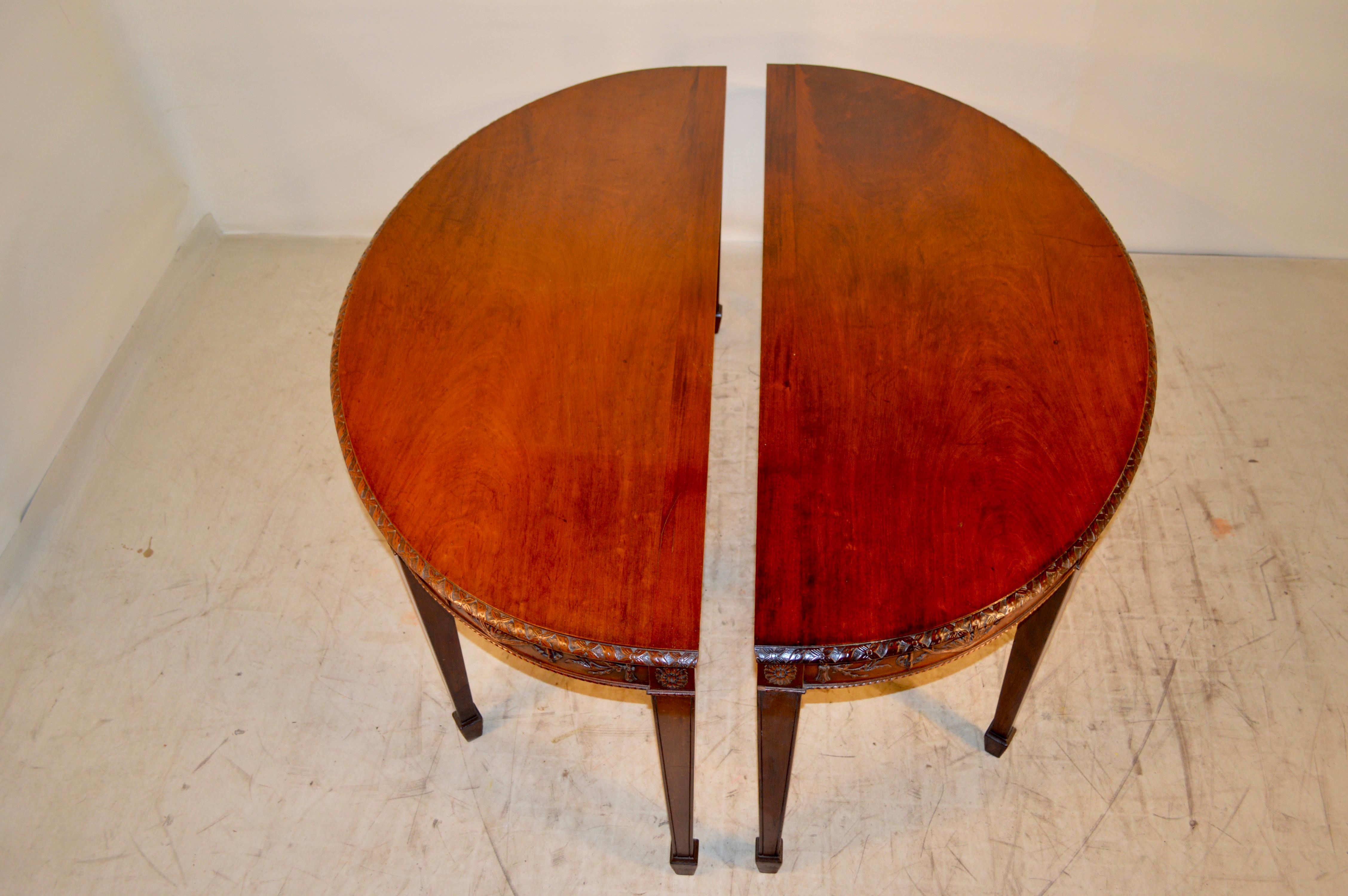English Pair of Early 19th Century Demilune Tables For Sale