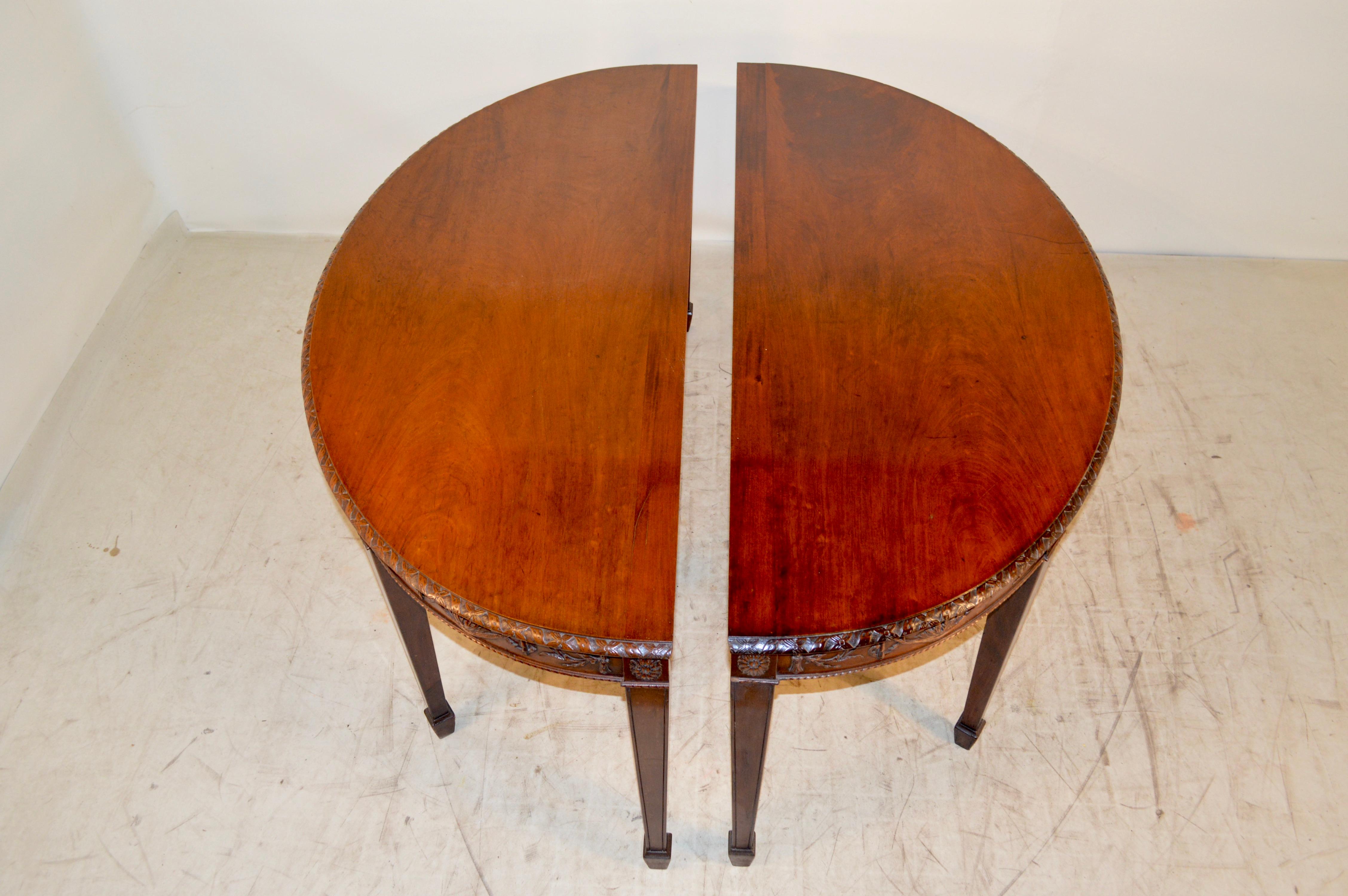 Mahogany Pair of Early 19th Century Demilune Tables For Sale