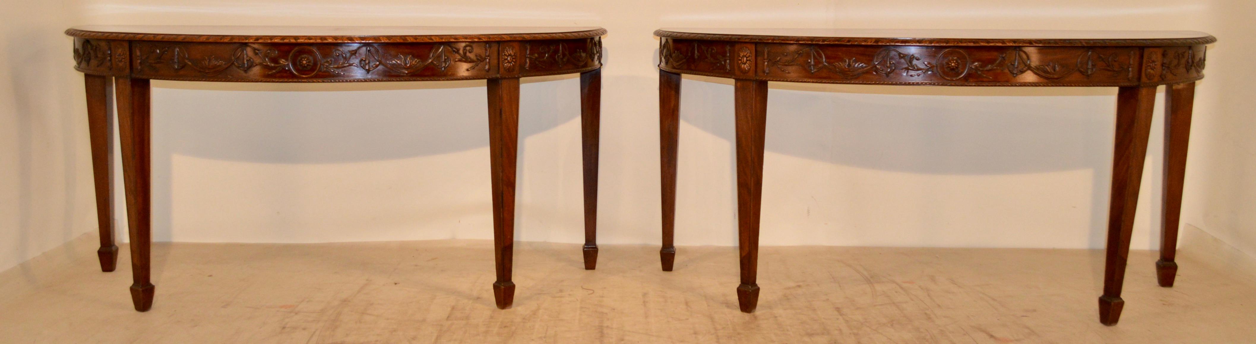 Pair of Early 19th Century Demilune Tables For Sale 2