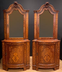 Pair Of Early 19th Century Dutch Marquetry Corner Cabinets