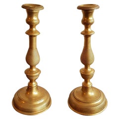 Pair of Early 19th Century Empire Bronze Candlesticks. 