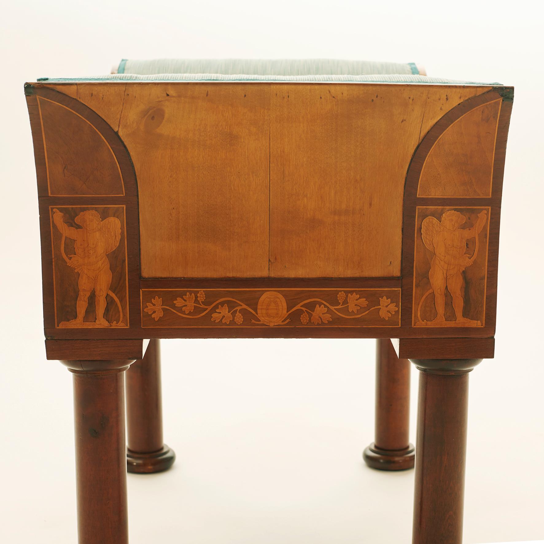 Inlay Pair of Early 19th Century Empire Mahogany Stools, Copenhagen, circa 1810