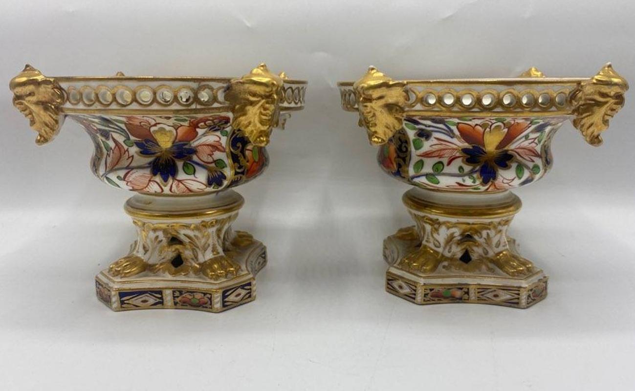 Pair of Early 19th Century English Bloor Derby Porcelain Pastille Burners. Pastille burners are a way of burning aromatics to perfume a room. Made from the late 18th century to early 19th century, these were created in silver for the upper class and
