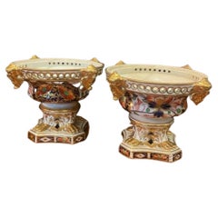 Antique Pair of Early 19th Century English Bloor Derby Porcelain Pastille Burners