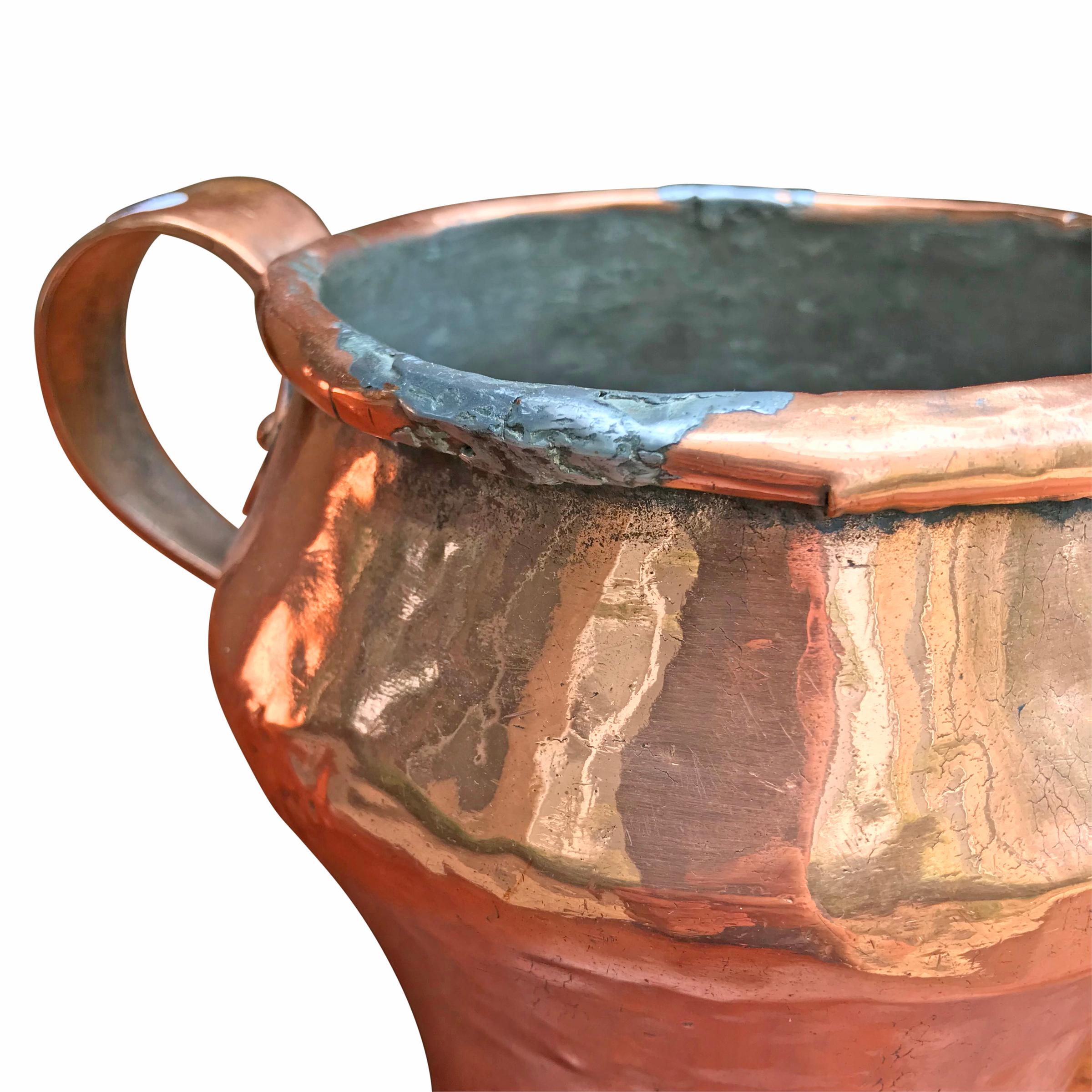 Country Pair of Early 19th Century English Copper Pitchers