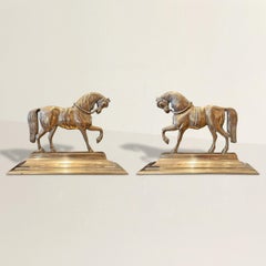 Pair of Early 19th Century English Georgian Brass Horse Doorstops