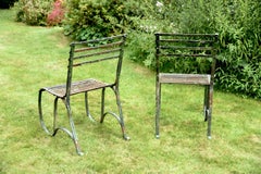 Pair of Early 19th Century English Green Painted Iron Garden Side Chairs