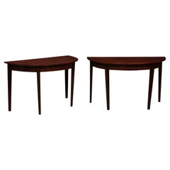Pair of Early 19th Century English Mahogany Demilune Console Tables