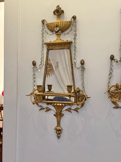 Pair of Early 19th Century English Neoclassical Mirrored Sconces
