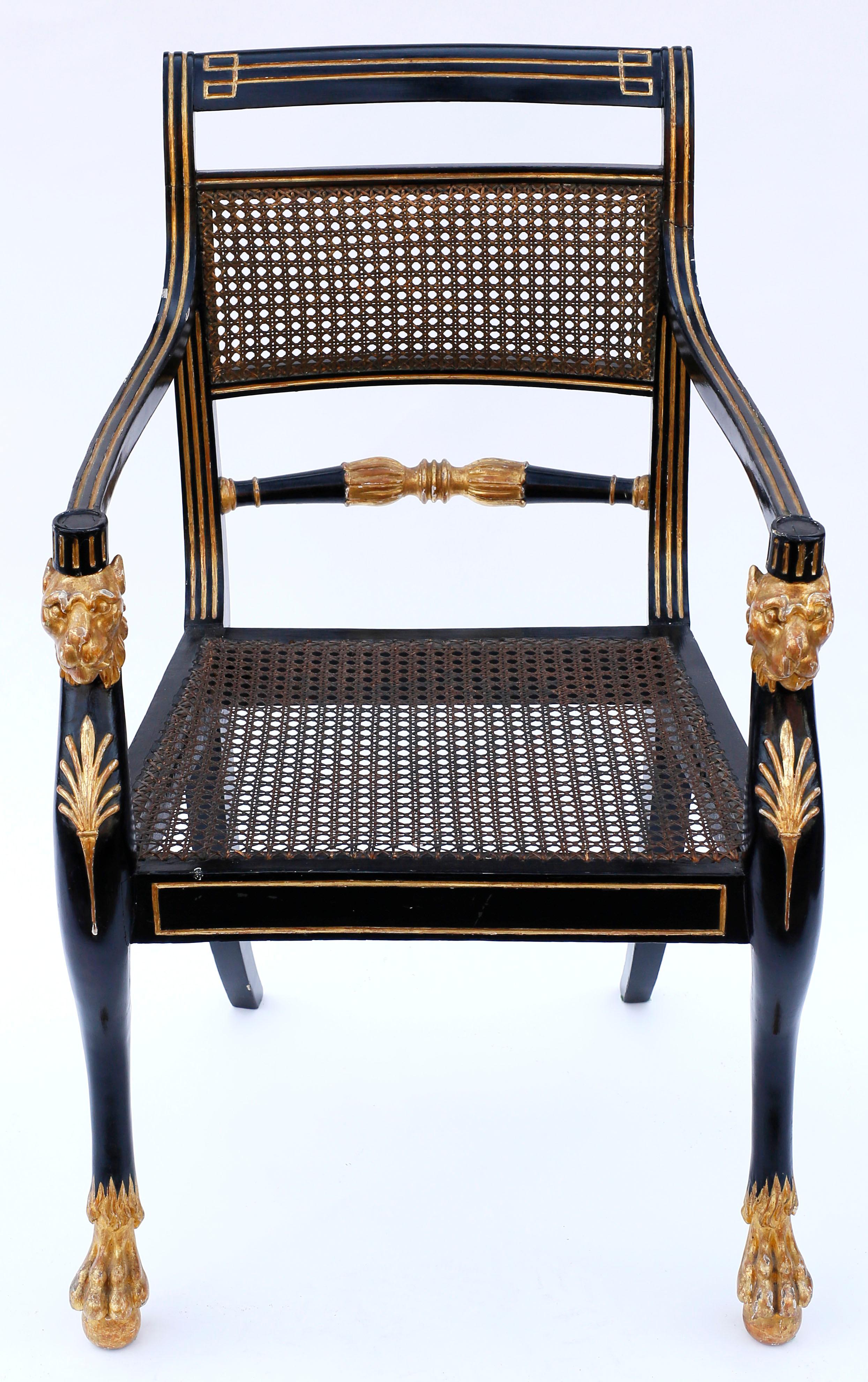 Pair of Early 19th Century English Parcel-Gilt Armchairs by Gillows 5