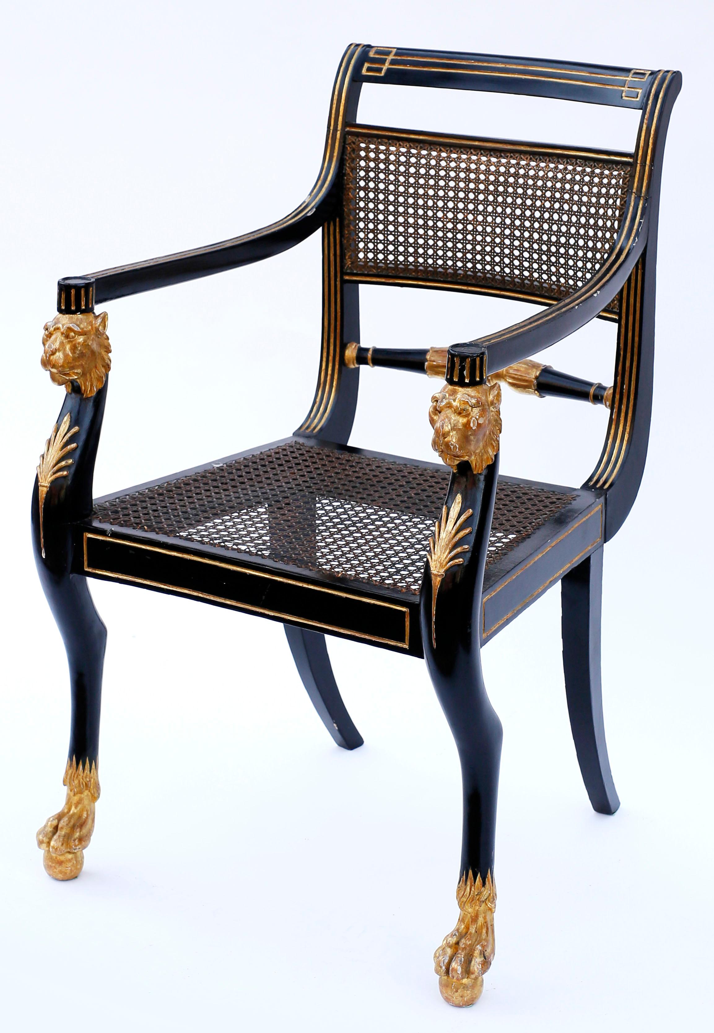 Pair of Early 19th Century English Parcel-Gilt Armchairs Attributed to Gillows 4