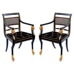 Pair of Early 19th Century English Parcel-Gilt Armchairs by Gillows