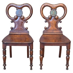 Pair of Early 19th Century English Regency Mahogany Hall Chairs