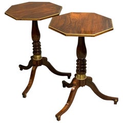 Pair of Early 19th Century English Regency Rosewood and Brass Wine Tables