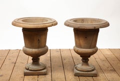 Pair of Early 19th Century English Turned Wood Urns