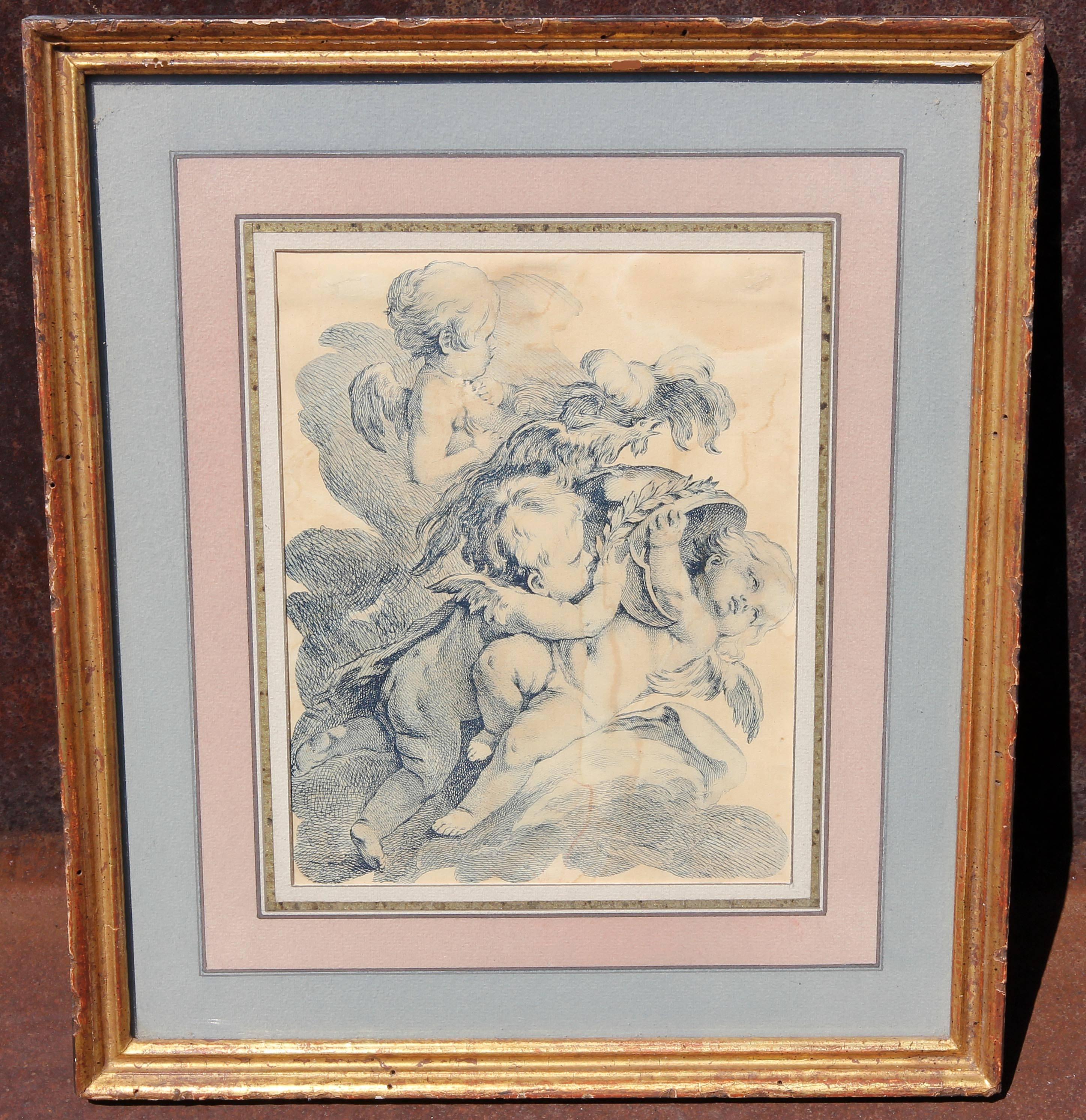 Pair of Early 19th Century Engravings of Cherubs In Good Condition In Rochester, NY