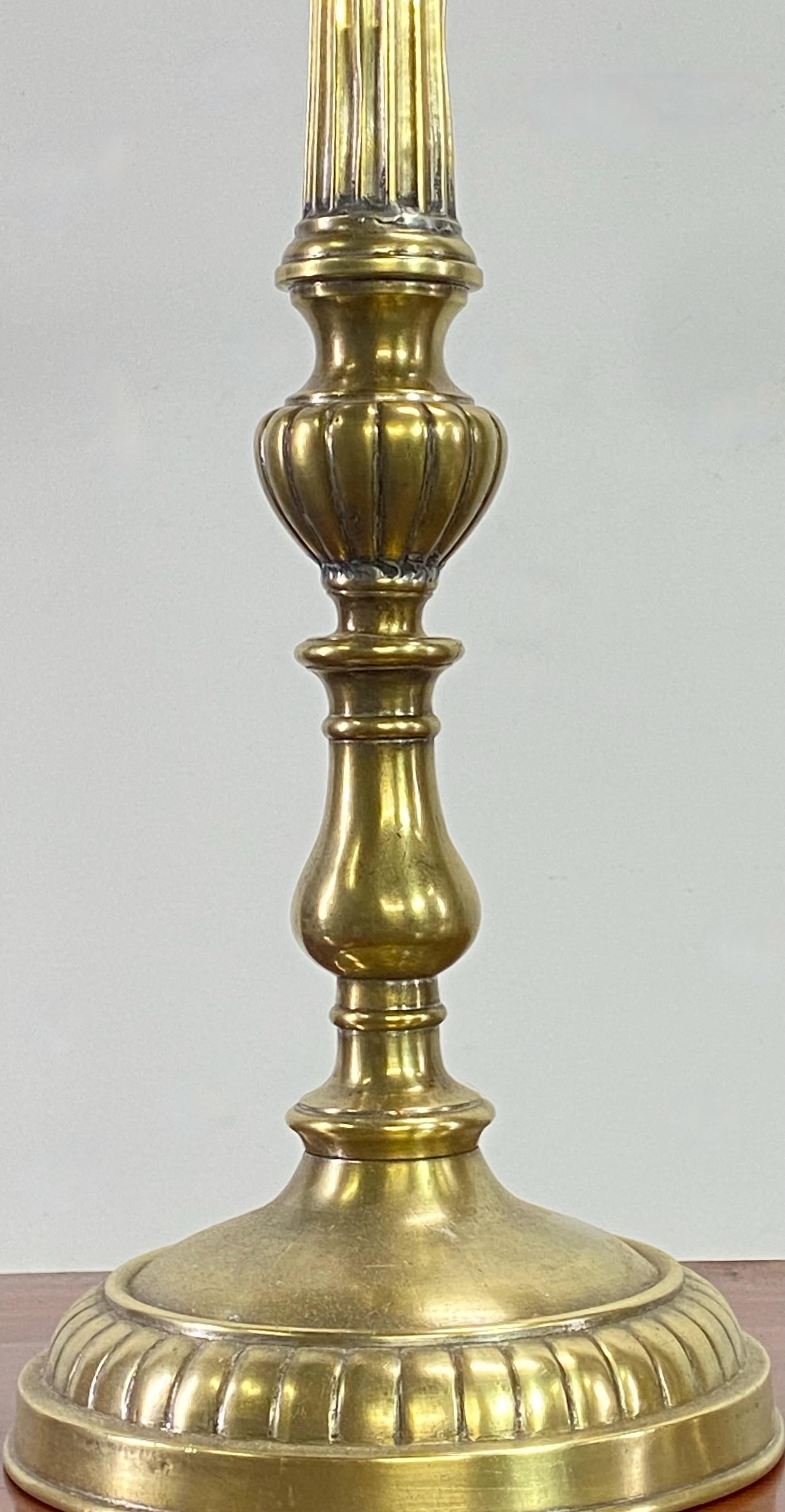Pair of Early 19th Century European Brass Candlesticks, circa 1840 For Sale 8