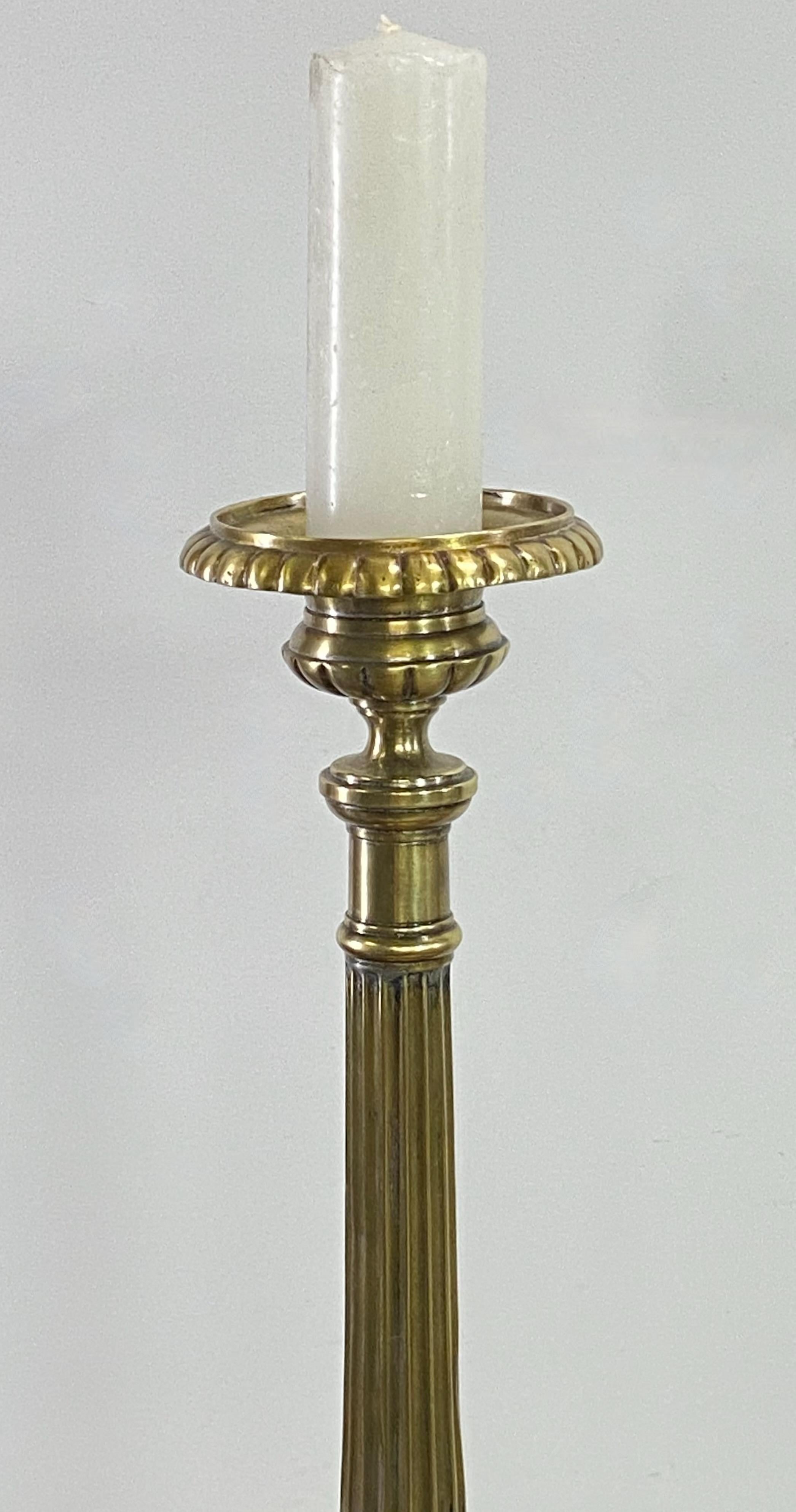 Pair of Early 19th Century European Brass Candlesticks, circa 1840 For Sale 5