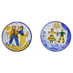 Pair of Early 19th Century Faience Marriage Plates
