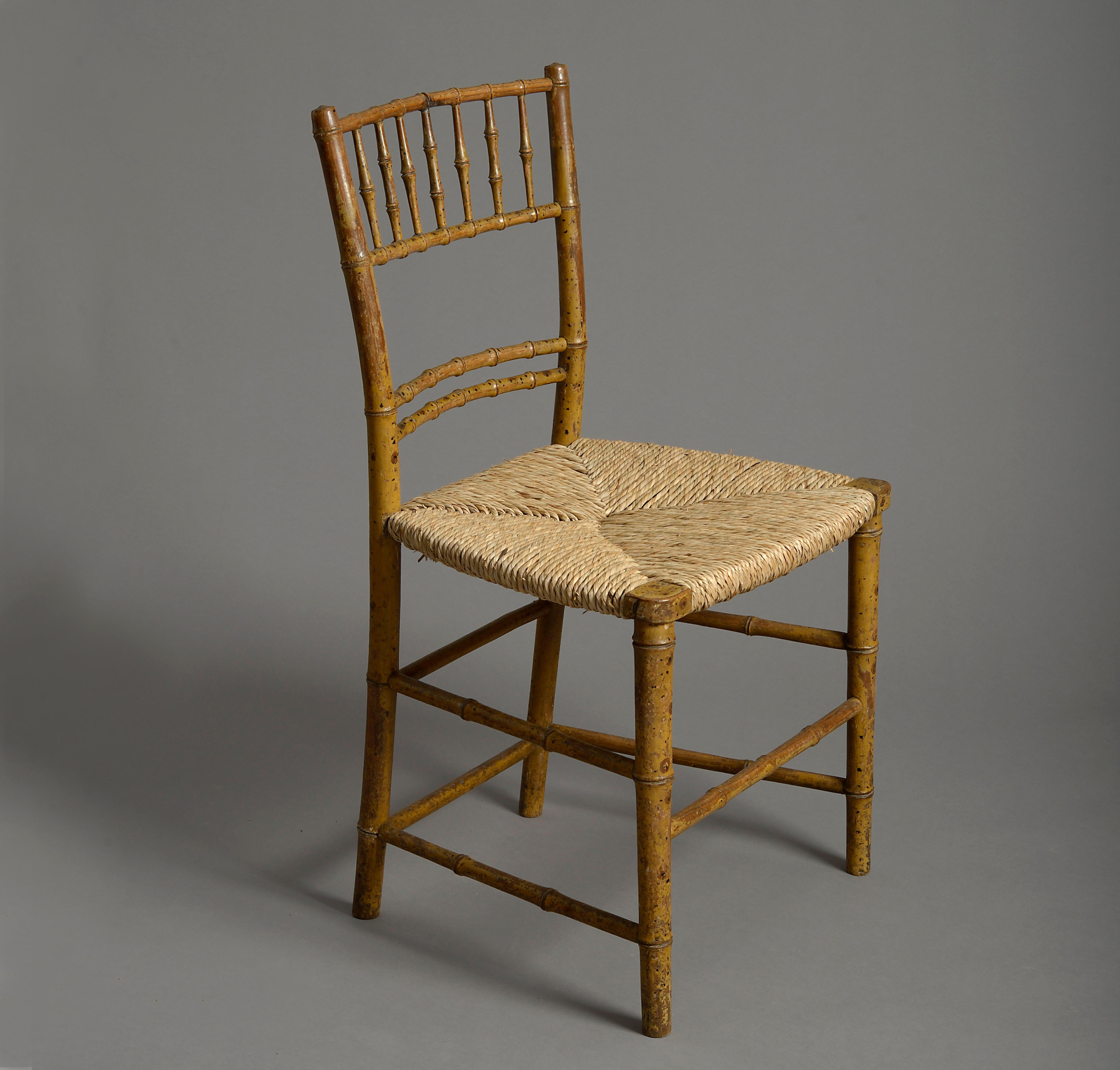 Regency Pair of Early 19th Century Faux Bamboo Bedroom Chairs